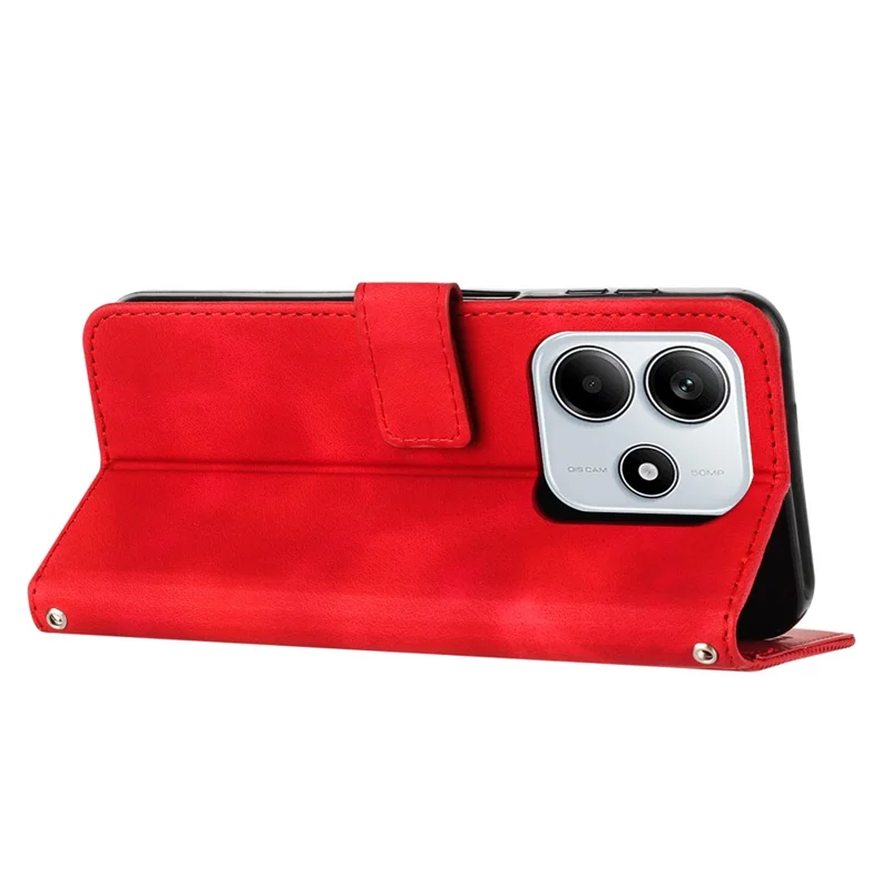 For Xiaomi Redmi Note 14 5G Case Handbag Imprinted Triangle Leather Phone Cover - Red