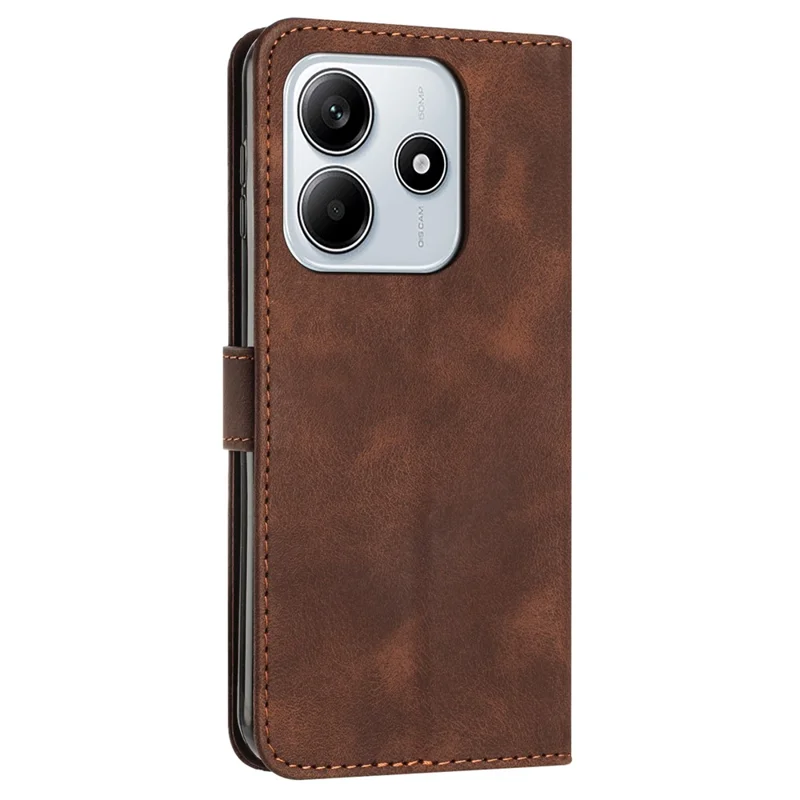 For Xiaomi Redmi Note 14 5G Case Handbag Imprinted Triangle Leather Phone Cover - Brown