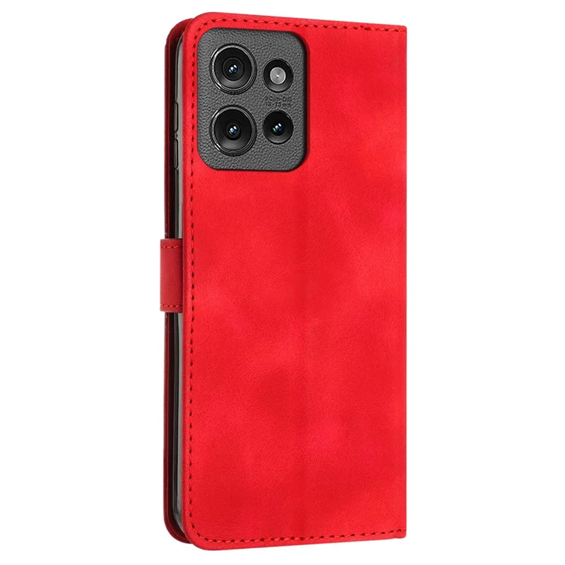 For Motorola Edge 50 5G Case Handbag Imprinted Triangle Leather Phone Cover - Red