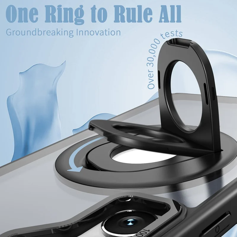 For Samsung Galaxy S25 Case Rotating Kickstand Acrylic+TPU Phone Cover Compatible with MagSafe - Black