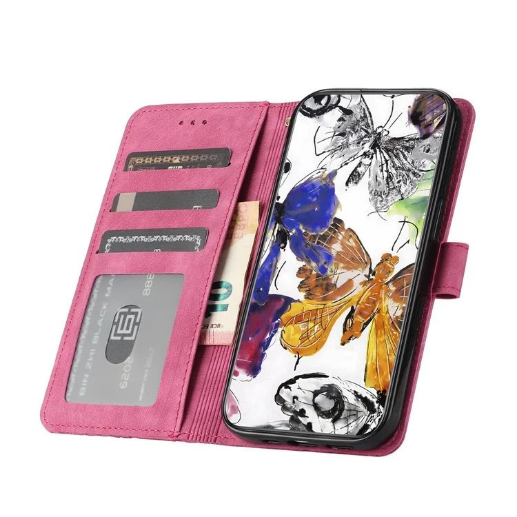 For Xiaomi 14T Case Butterfly Design Flip Wallet Leather Phone Cover Skin-Touch - Rose