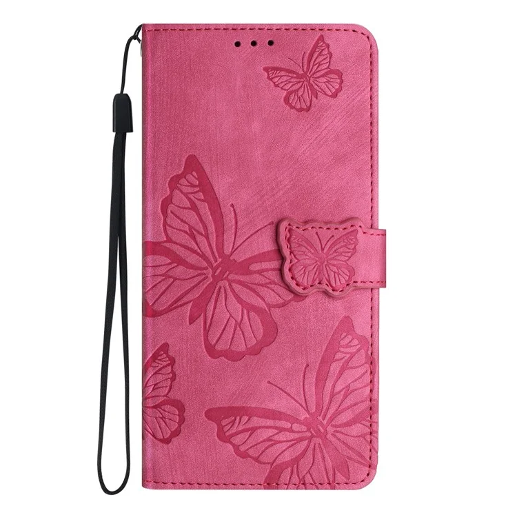 For Xiaomi 14T Case Butterfly Design Flip Wallet Leather Phone Cover Skin-Touch - Rose