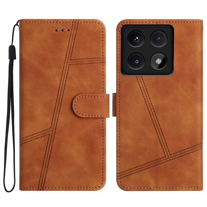 Für Xiaomi 14T Hülle Flip Leder Retro Handyhülle Linien geprägt - Braun