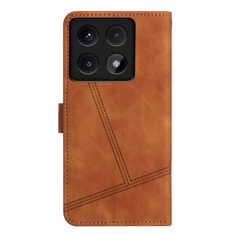 Für Xiaomi 14T Hülle Flip Leder Retro Handyhülle Linien geprägt - Braun