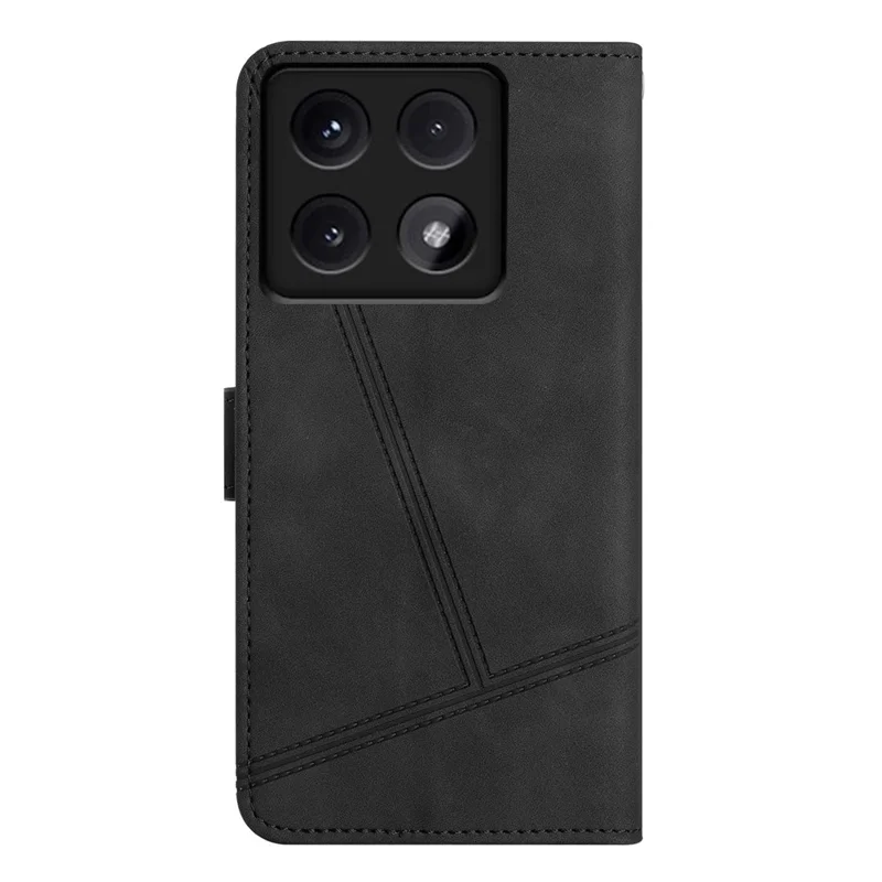 For Xiaomi 14T Case Flip Leather Retro Phone Cover Lines Imprinted - Black