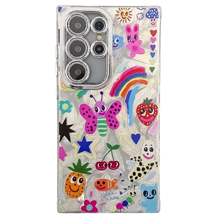 Capa para Samsung Galaxy S23 Ultra IMD Cartoon PC+TPU Protective Mobile com Película de Lente de Vidro - MK2