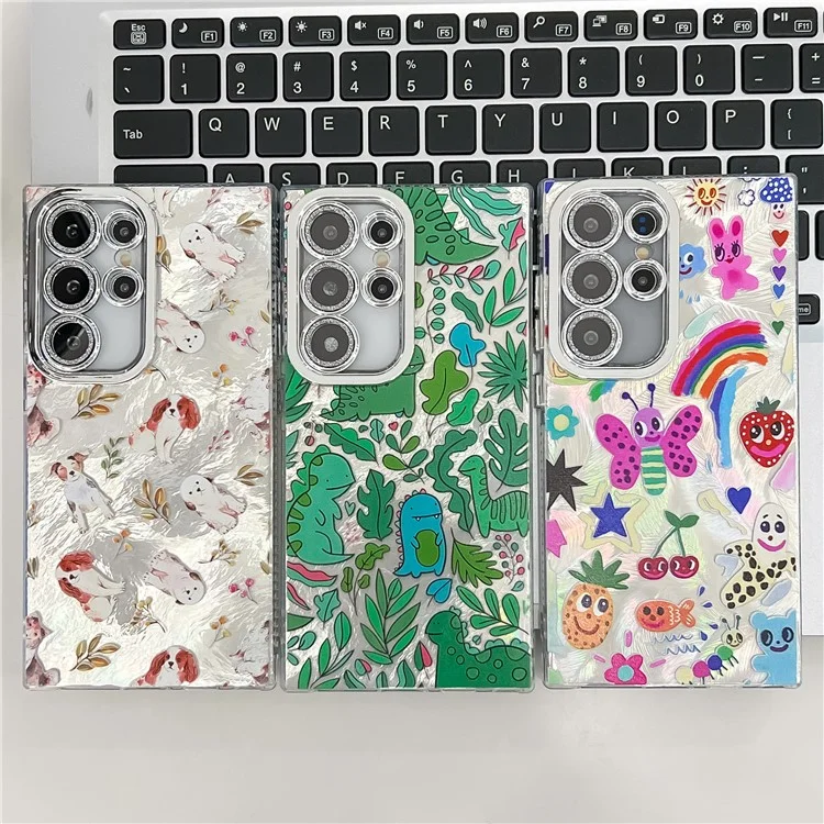 Capa para Samsung Galaxy S23 Ultra IMD Cartoon PC+TPU Protective Mobile com Película de Lente de Vidro - MK2