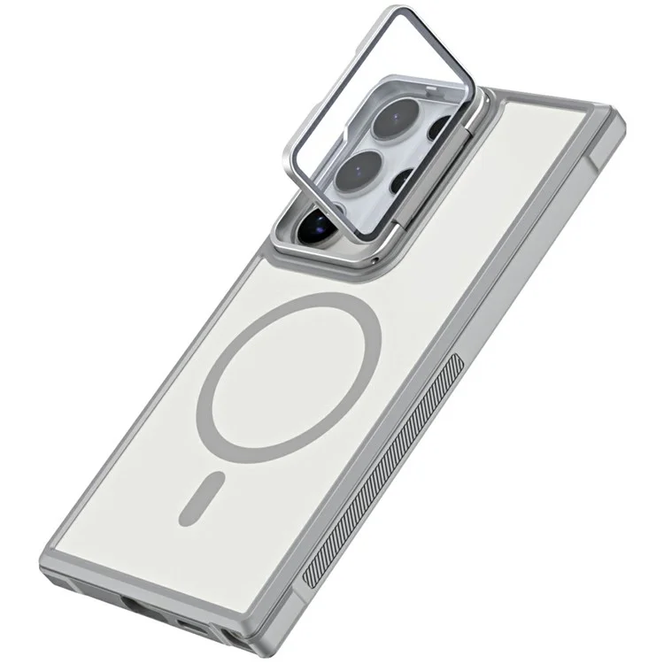 Custodia per Samsung Galaxy S25 Ultra compatibile con MagSafe, copertura obiettivo, supporto, retro opaco - Grigio