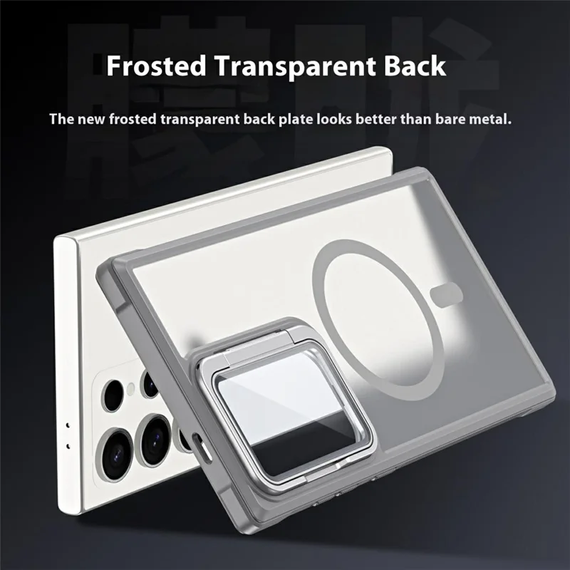For Samsung Galaxy S25 Ultra Magnetic Case Lens Cover Kickstand Matte Back Cover - Orange
