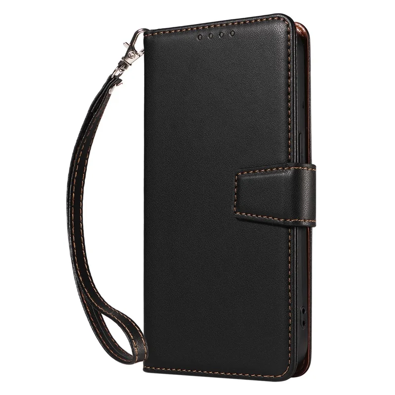 For Samsung Galaxy S24 FE Case RFID Blocking Leather Wallet Flip Phone Cover with Wrist Strap - Black