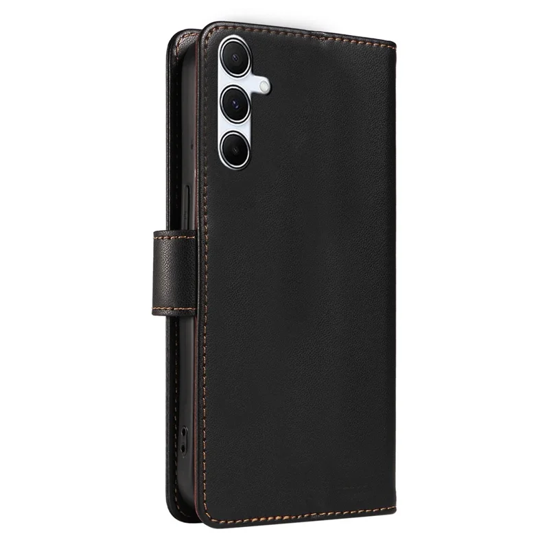 For Samsung Galaxy S24 FE Case RFID Blocking Leather Wallet Flip Phone Cover with Wrist Strap - Black