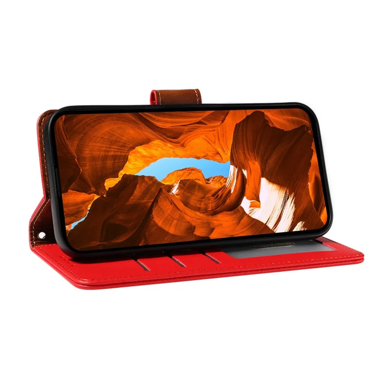 For Samsung Galaxy S24 FE Case RFID Blocking Leather Wallet Flip Phone Cover with Wrist Strap - Red