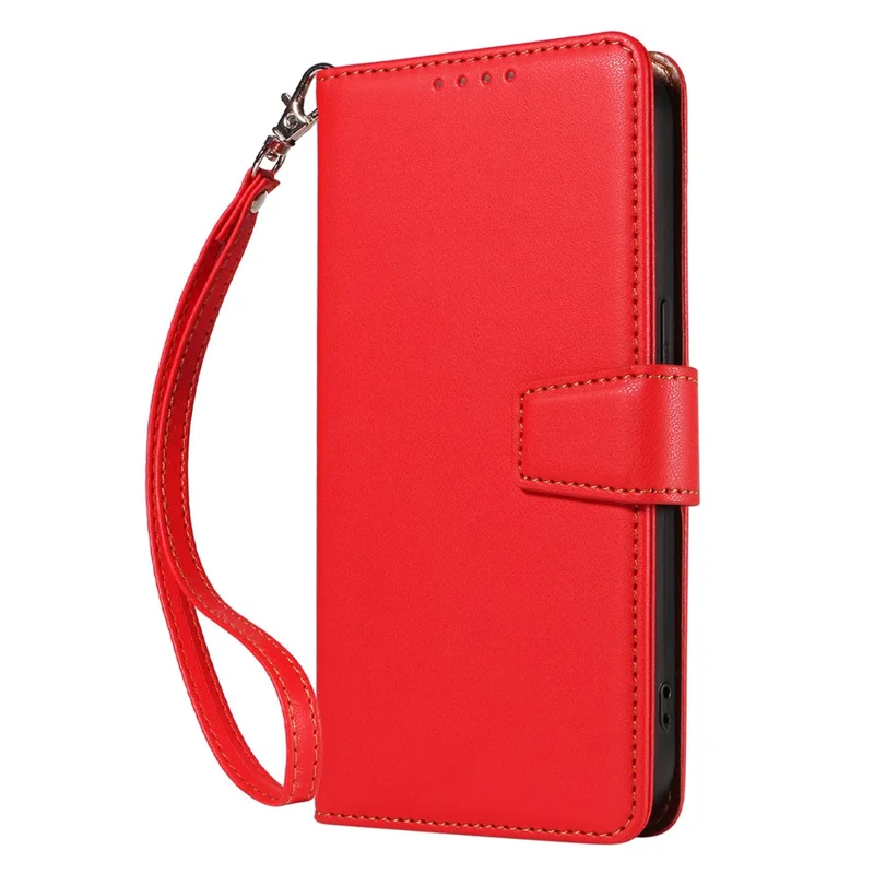 For Samsung Galaxy S24 FE Case RFID Blocking Leather Wallet Flip Phone Cover with Wrist Strap - Red