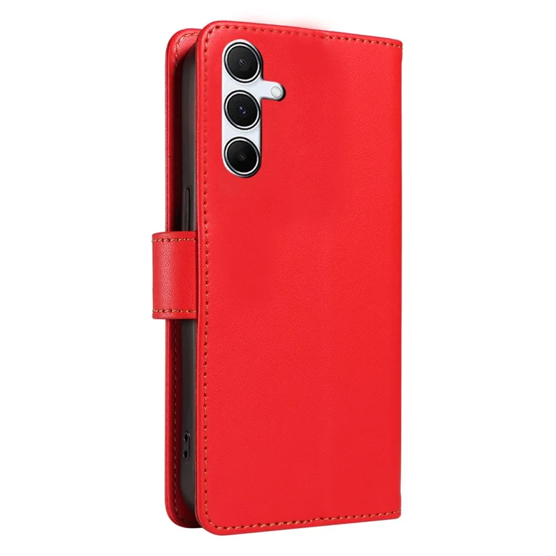 For Samsung Galaxy S24 FE Case RFID Blocking Leather Wallet Flip Phone Cover with Wrist Strap - Red