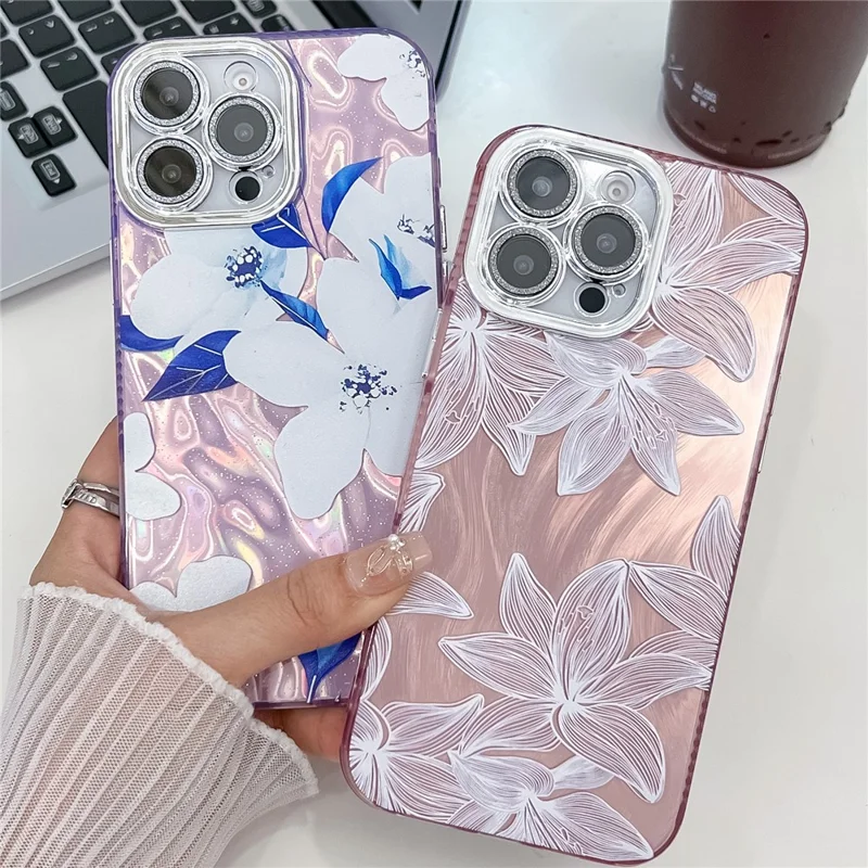 For iPhone 16 Pro Case Electroplated IMD TPU+PC Phone Back Cover with Glass Lens Film - FL10