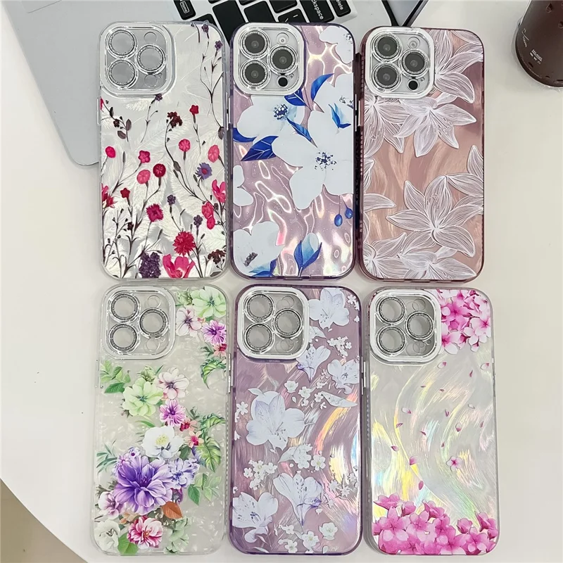 For iPhone 16 Pro Case Electroplated IMD TPU+PC Phone Back Cover with Glass Lens Film - FL10