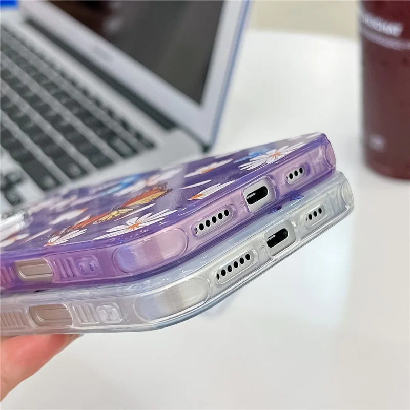 For iPhone 16 Pro Case Electroplated Floral Pattern IMD TPU+PC Phone Back Cover with Glass Lens Film - HU4