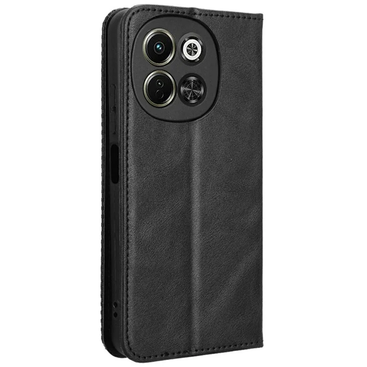 Для TECNO Spark 30 5G KL8 / Pova 6 Neo 5G кожаный чехол-бумажник со стойкой Ретро текстура чехол для телефона - Черный