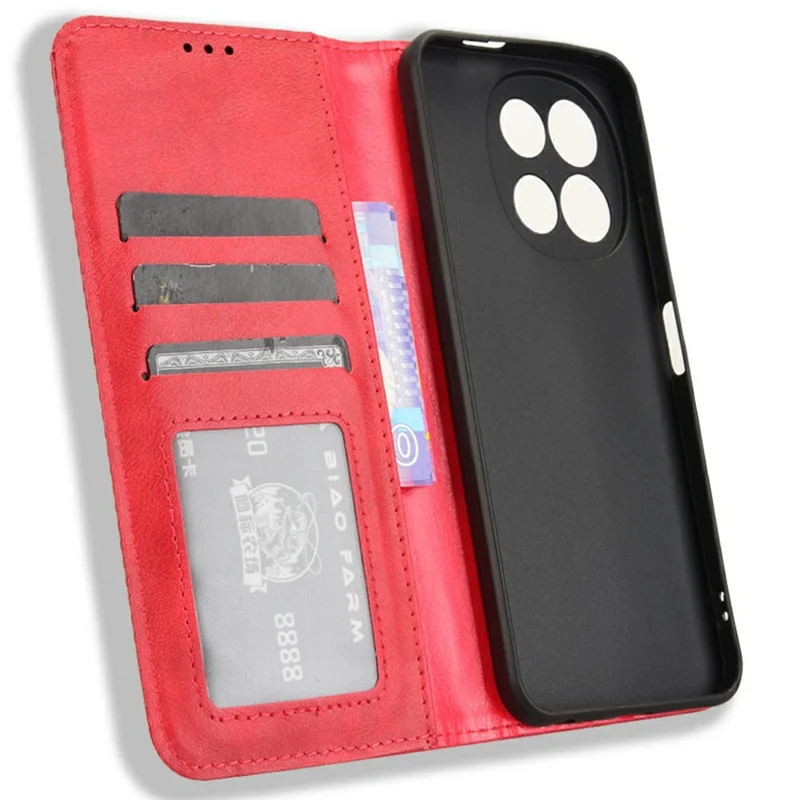 For TECNO Spark 30 5G KL8 / Pova 6 Neo 5G Leather Case Wallet Stand Retro Texture Phone Cover - Red