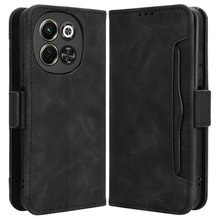 For TECNO Spark 30 5G KL8 / Pova 6 Neo 5G Leather Case Phone Wallet Cover with Multiple Card Slots - Black