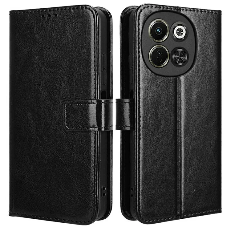 For TECNO Spark 30 5G KL8 / Pova 6 Neo 5G Case Crazy Horse Texture PU Leather Phone Wallet Cover - Black