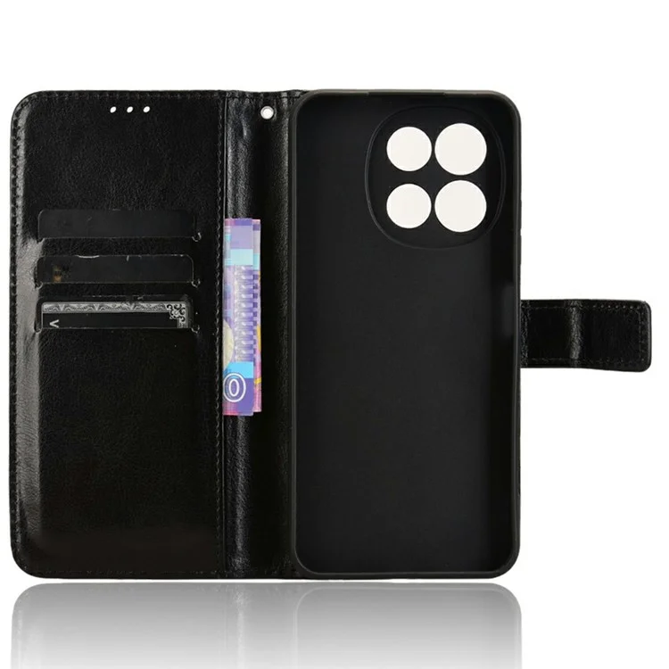 For TECNO Spark 30 5G KL8 / Pova 6 Neo 5G Case Crazy Horse Texture PU Leather Phone Wallet Cover - Black