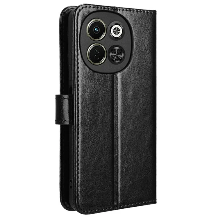 For TECNO Spark 30 5G KL8 / Pova 6 Neo 5G Case Crazy Horse Texture PU Leather Phone Wallet Cover - Black