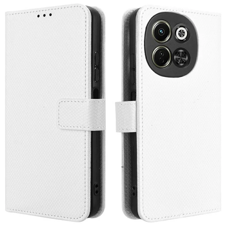 For TECNO Spark 30 5G KL8 / Pova 6 Neo 5G Case PU Leather Diamond Texture Wallet Phone Cover - White