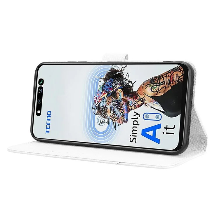 For TECNO Spark 30 5G KL8 / Pova 6 Neo 5G Case PU Leather Diamond Texture Wallet Phone Cover - White
