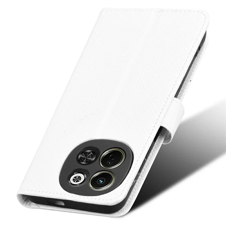 For TECNO Spark 30 5G KL8 / Pova 6 Neo 5G Case PU Leather Diamond Texture Wallet Phone Cover - White