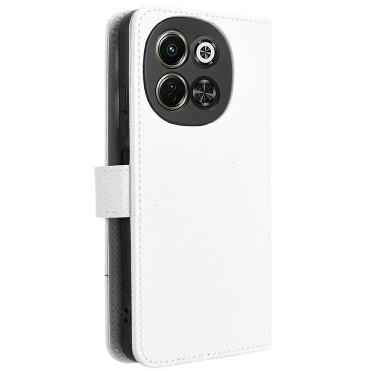 For TECNO Spark 30 5G KL8 / Pova 6 Neo 5G Case PU Leather Diamond Texture Wallet Phone Cover - White