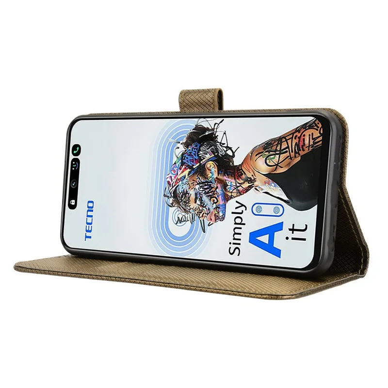 For TECNO Spark 30 5G KL8 / Pova 6 Neo 5G Case PU Leather Diamond Texture Wallet Phone Cover - Brown
