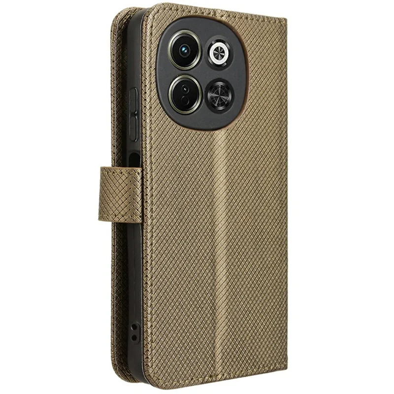 For TECNO Spark 30 5G KL8 / Pova 6 Neo 5G Case PU Leather Diamond Texture Wallet Phone Cover - Brown