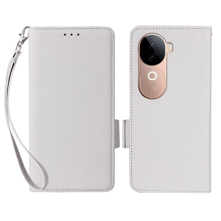 Custodia per vivo V40e 5G / iQOO Z9s 5G in pelle PU con texture a litchi, flip cover per telefono - Bianco