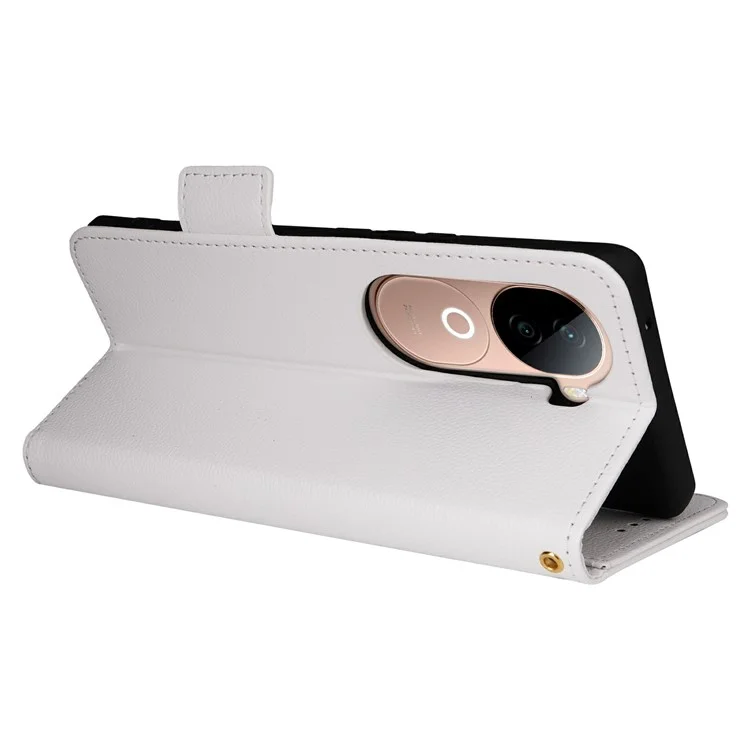 Custodia per vivo V40e 5G / iQOO Z9s 5G in pelle PU con texture a litchi, flip cover per telefono - Bianco