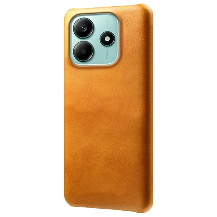 Custodia per Xiaomi Redmi Note 14 5G, texture vitello, pelle PU, cover protettiva in PC rigido - Arancione