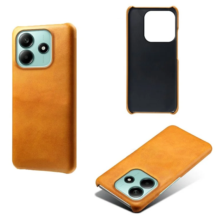 Custodia per Xiaomi Redmi Note 14 5G, texture vitello, pelle PU, cover protettiva in PC rigido - Arancione