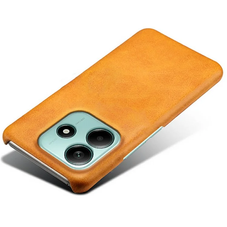Custodia per Xiaomi Redmi Note 14 5G, texture vitello, pelle PU, cover protettiva in PC rigido - Arancione