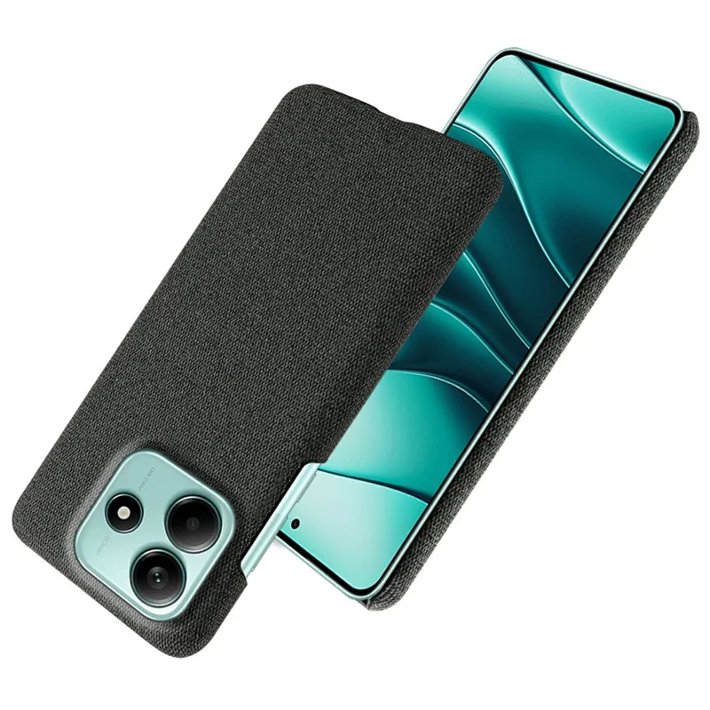 For Xiaomi Redmi Note 14 5G Phone Case Cloth Texture Anti-Scratch Protective PC Back Cover - Black