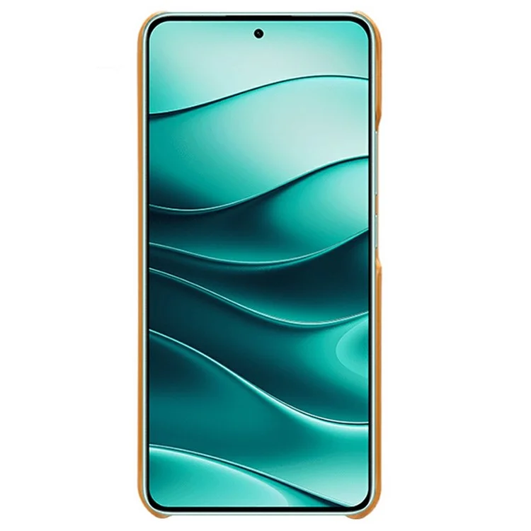 Étui pour Xiaomi Redmi Note 14 5G avec deux emplacements pour cartes, en cuir PU et coque rigide en PC - Orange