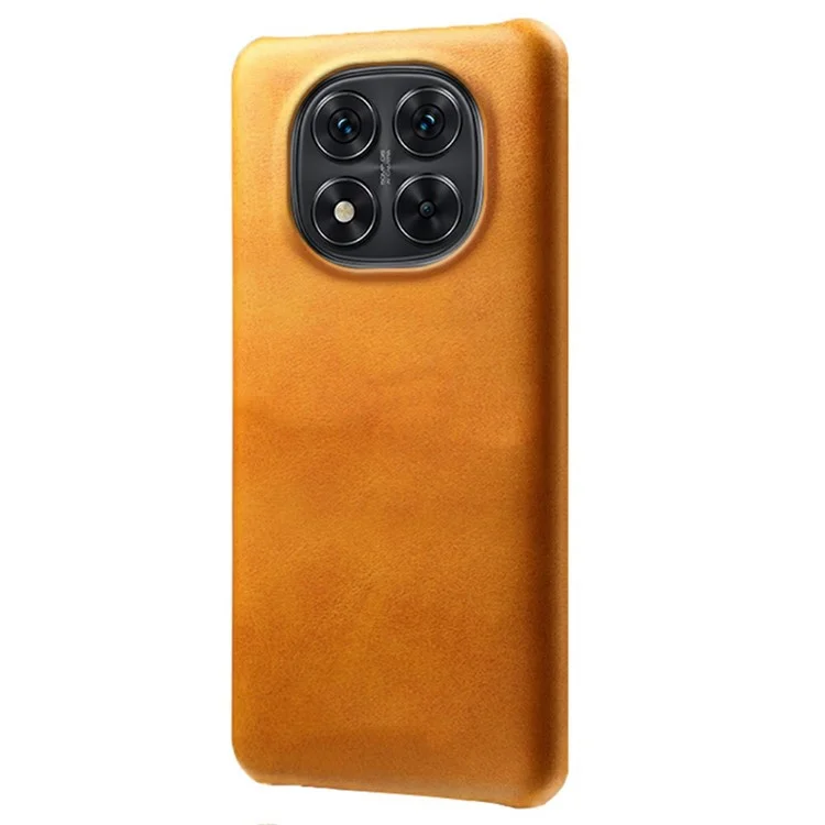 For Xiaomi Redmi Note 14 Pro 5G / Poco X7 5G Case Calf Texture PU Leather Hard PC Protective Phone Cover - Orange