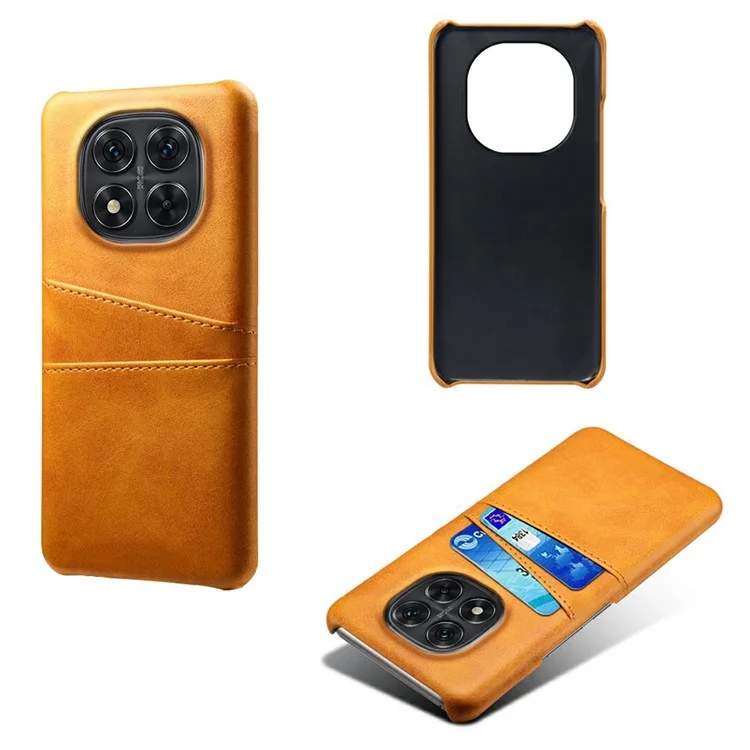 Funda para Xiaomi Redmi Note 14 Pro 5G, con ranuras para dos tarjetas, de piel sintética y PC duro - Naranja