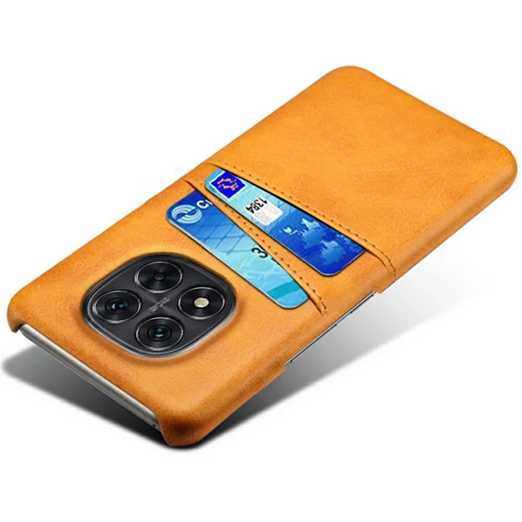 Funda para Xiaomi Redmi Note 14 Pro 5G, con ranuras para dos tarjetas, de piel sintética y PC duro - Naranja