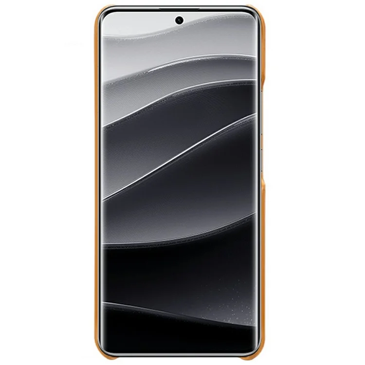 Funda para Xiaomi Redmi Note 14 Pro 5G, con ranuras para dos tarjetas, de piel sintética y PC duro - Naranja