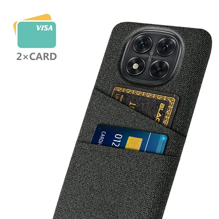 For Xiaomi Redmi Note 14 Pro 5G / Poco X7 5G Case Cloth + Hard PC Phone Cover with Dual Card Slots - Black