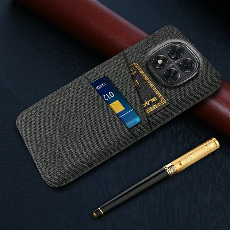 For Xiaomi Redmi Note 14 Pro 5G / Poco X7 5G Case Cloth + Hard PC Phone Cover with Dual Card Slots - Black