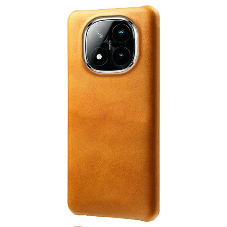 Custodia per Xiaomi Redmi Note 14 Pro+ 5G, texture in pelle di vitello, PC duro protettivo - Arancione