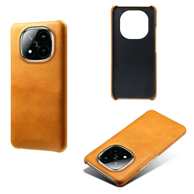 Custodia per Xiaomi Redmi Note 14 Pro+ 5G, texture in pelle di vitello, PC duro protettivo - Arancione