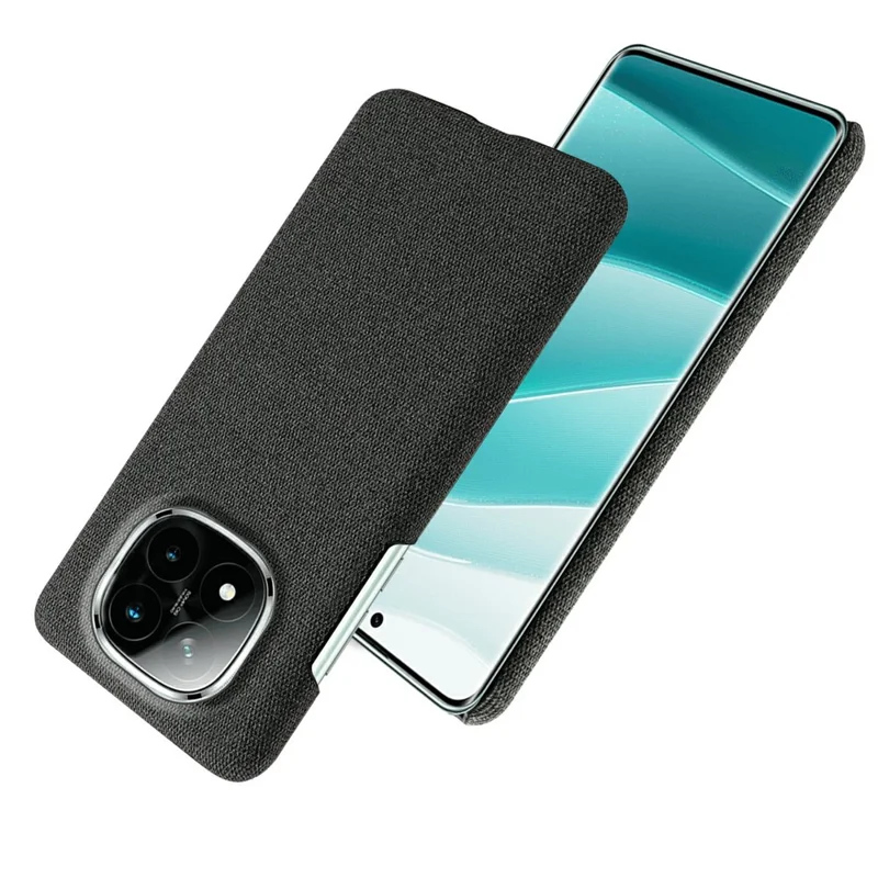For Xiaomi Redmi Note 14 Pro+ 5G Phone Case Cloth Texture Anti-Scratch Protective PC Back Cover - Black