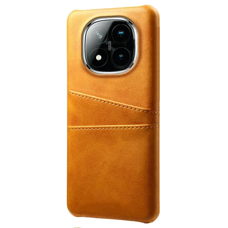 Funda para Xiaomi Redmi Note 14 Pro+ 5G, con ranuras para dos tarjetas, de piel sintética y PC duro - Naranja